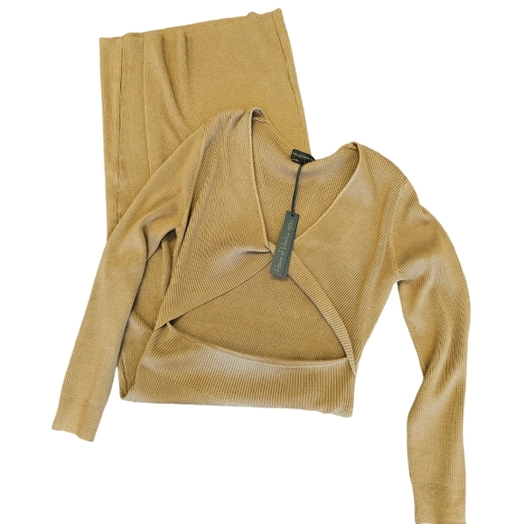 House of Harlow 1960 Brown Ribbed Cutout Sweater Dress NEW - Picture 5 of 7